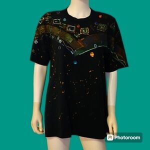 Vintage 1980s Gem Splatter Graffiti Crew Short Sleeve Oversized T-shirt